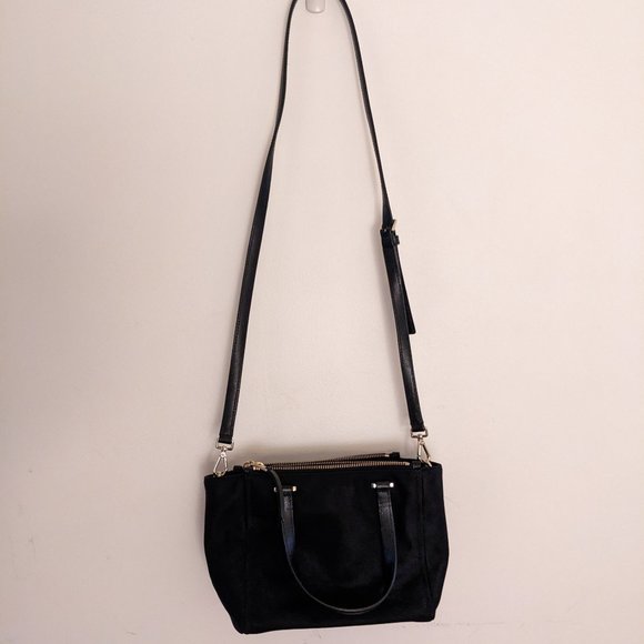 Kate Spade - Black Crossbody Mini Bag w/ Pink Floral Embroidery & Gold Hardware - Picture 2 of 6